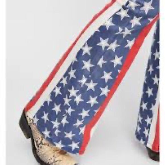 Rare Free People Stars and Stripes pull on Penny Flares Womens Sz 27 - Picture 5 of 12